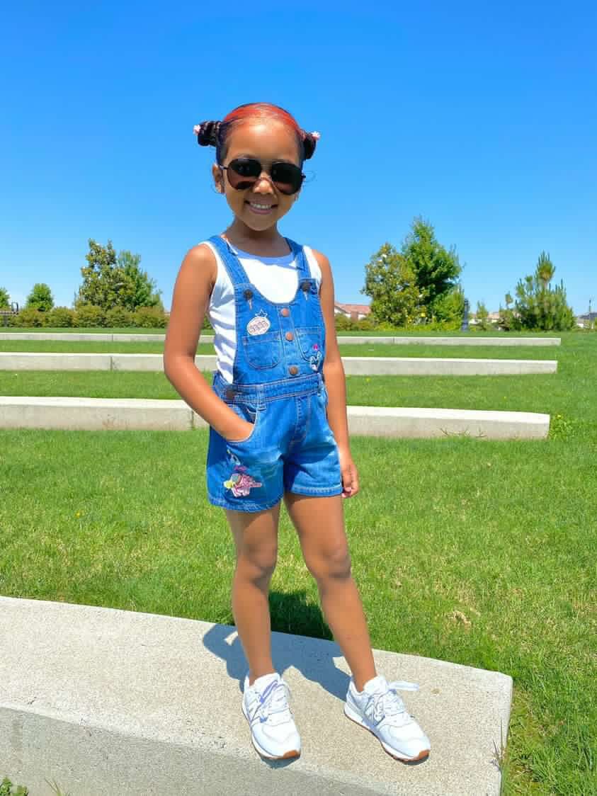 Cartoon Elephant Rainbow Embroidery Tassel Details Kids' Denim Shortalls Overalls