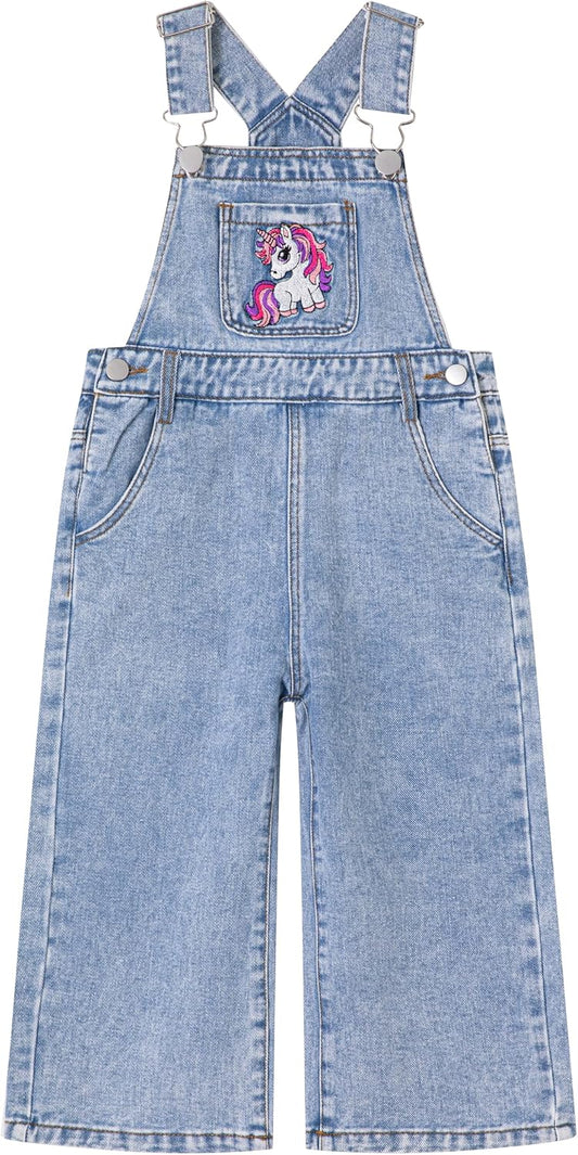 Girls Unicorn Embroidered Wide-Leg Overalls Big2815