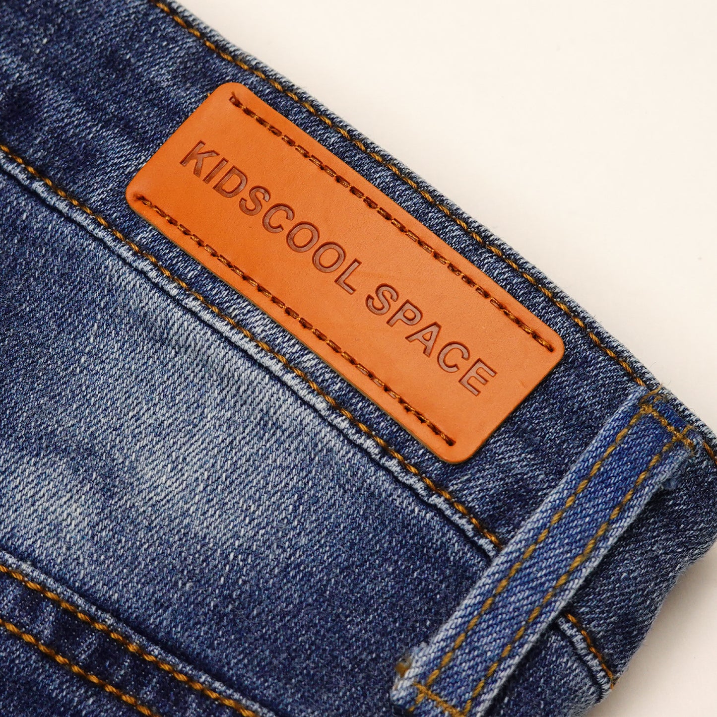 12M-8T Baby Girl Boy Jeans, Elastic Band Inside with D-Rings Ripped Denim Pants
