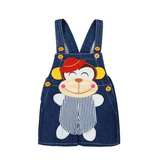 Cute Monkey Soft Baby Denim Shortalls