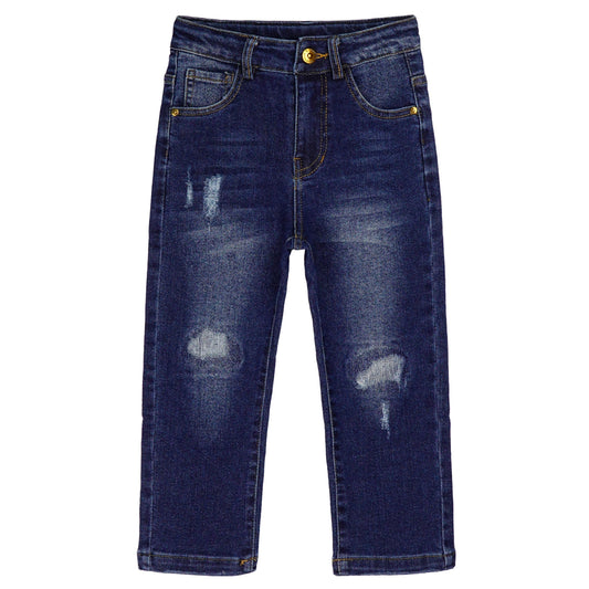 Kids Ripped Holes Patched Fashion Elastic Band Slim Jeans