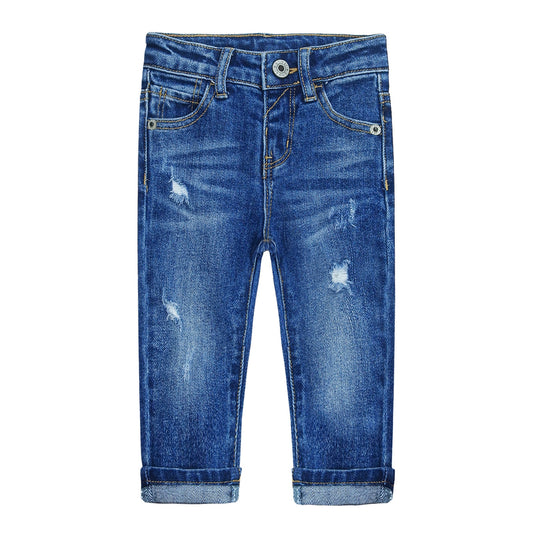 Little Kid Elastic Band Ripped Fresh Denim Jeans Pants