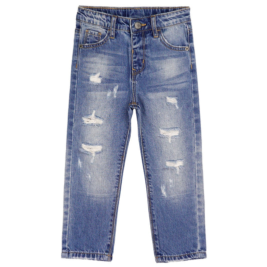 Baby Girl Boy Elastic Band Inside Ripped Denim Pants