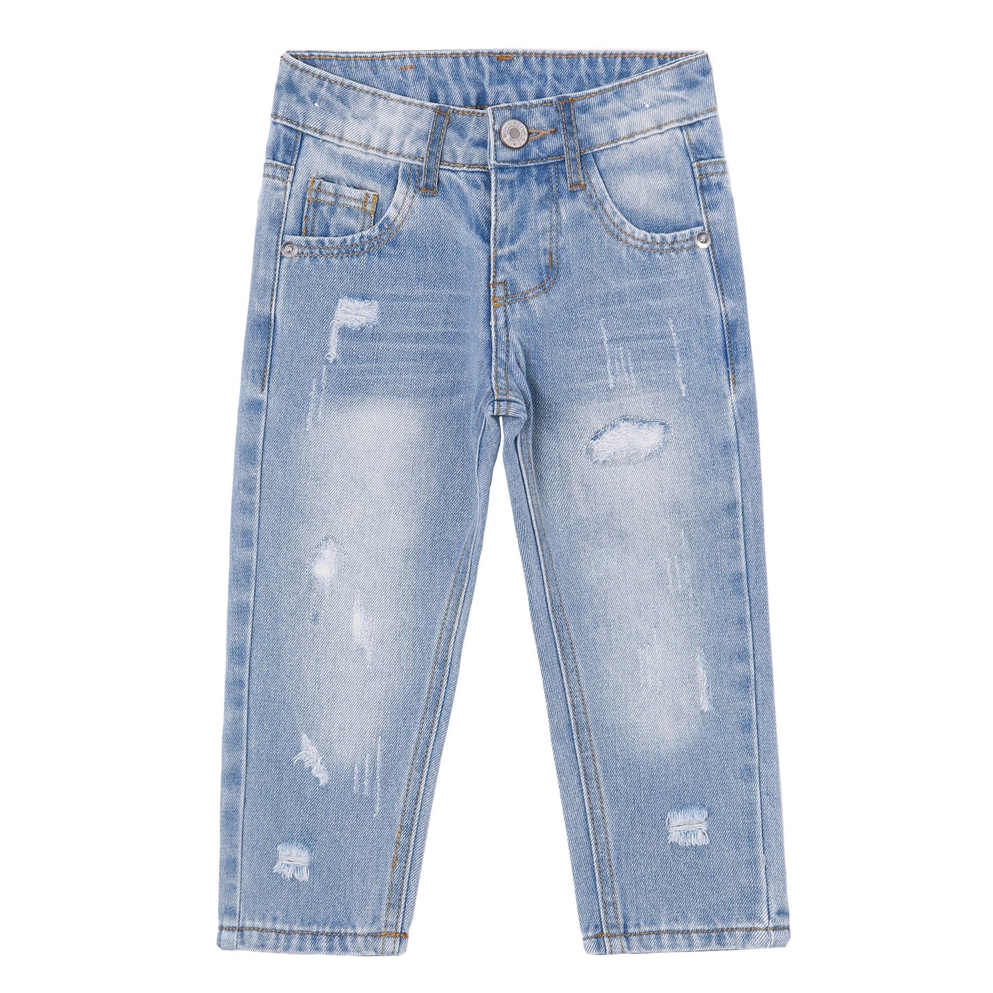 Soft Ripped Denim Elastic Band Inside Pants"