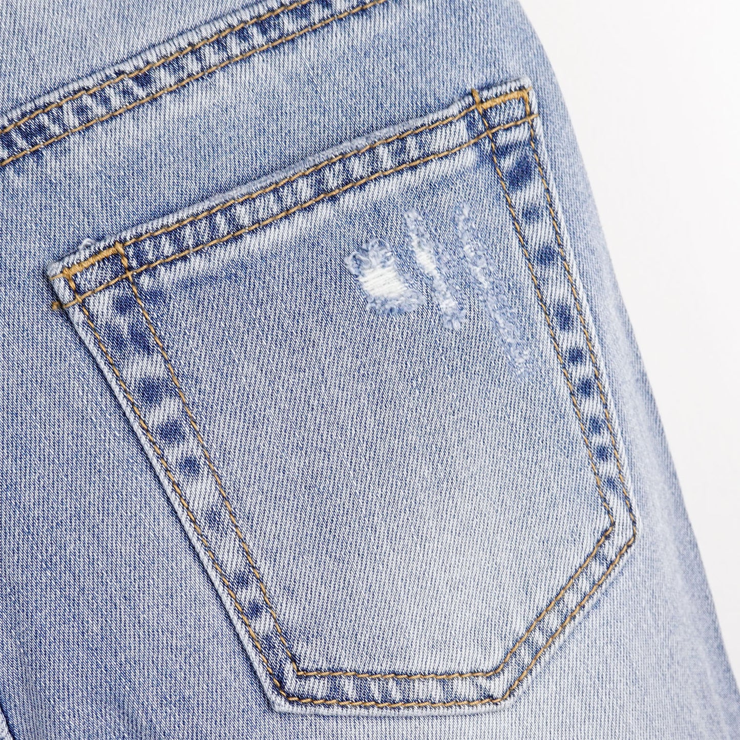 Boy Girl Jeans Little Kid Elastic Band Inside Ripped Denim Pants
