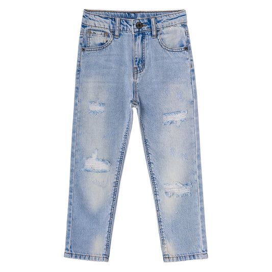 Baby Girls Boys Elastic Band Ripped Summer Fashion Denim Pants Jeans