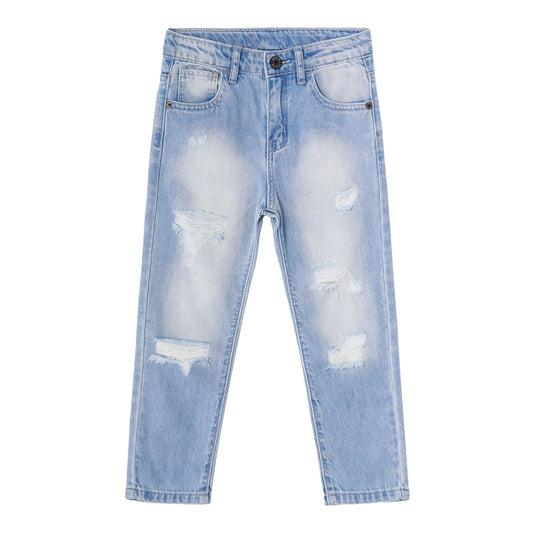 Baby Girls Boys Elastic Band Ripped Summer Fashion Denim Pants Jeans