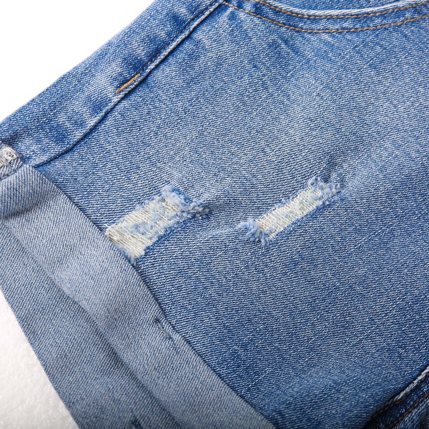 Little Big Girls Stretchy Denim Ripped Summer Shortalls