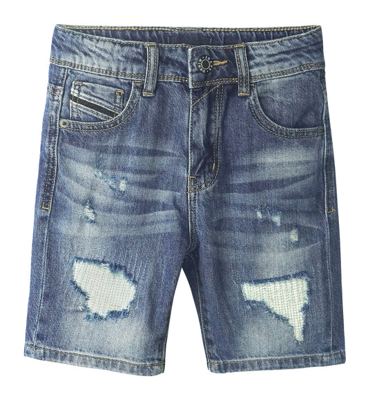 Little Big Boys Denim Shorts,Elastic Band Inside Ripped Knee-length Jean Summer Pants