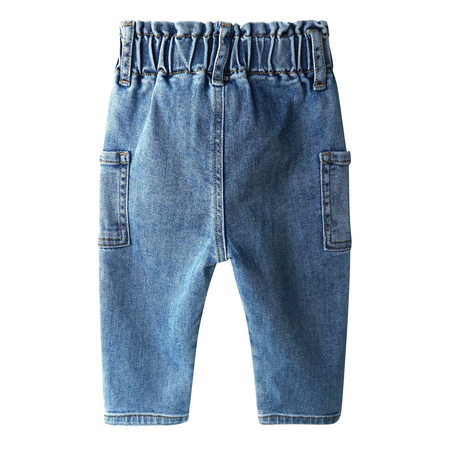 Baby Girls Jeans,Toddler Boy Elastic Waist with D-ring Square-Shaped Pockets Straight Leg Denim Pants