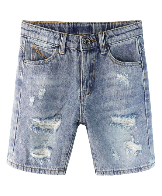 Baby Denim Shorts, Elastic WaistBand Inside Ripped Holes Summer Half Jeans