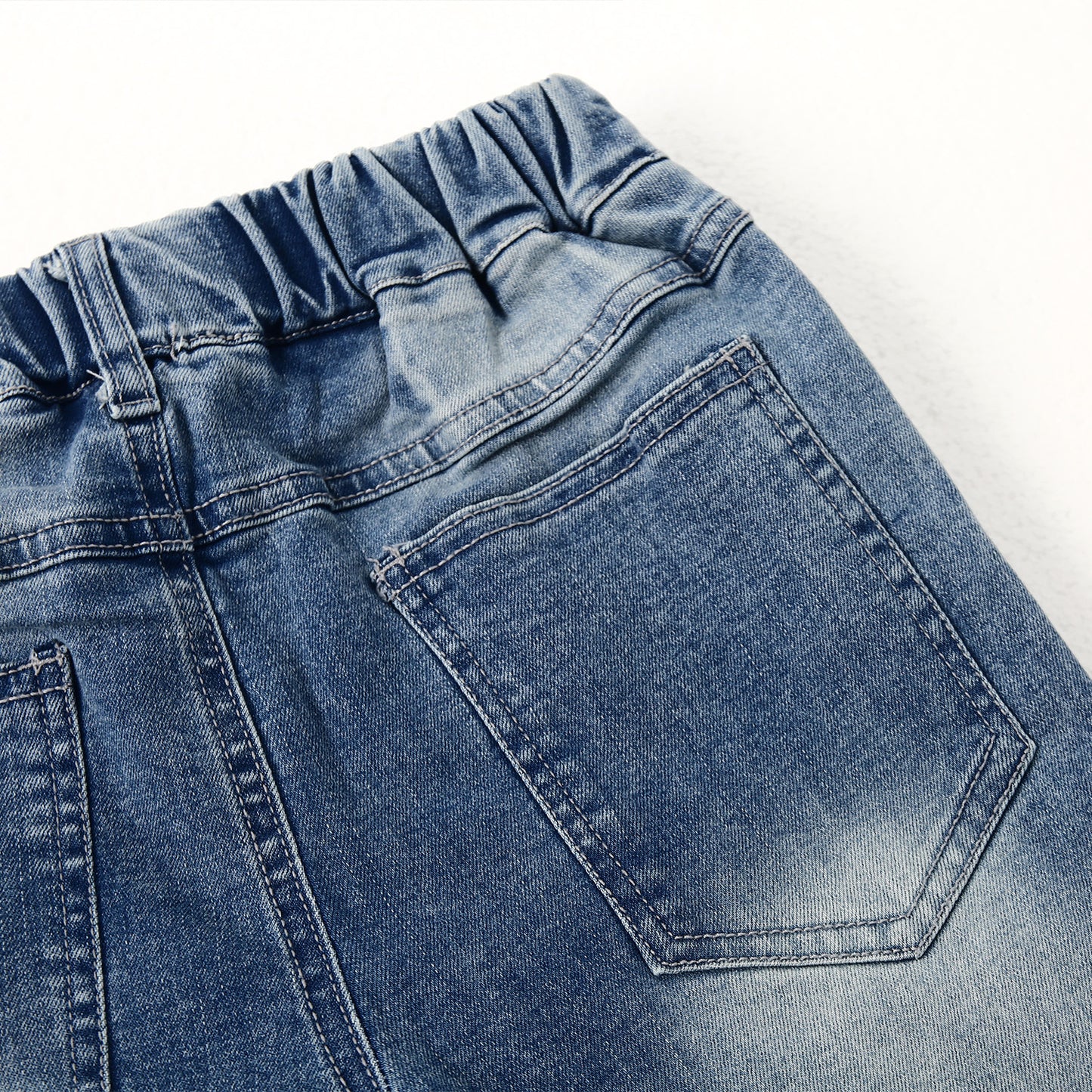 Girls Ribbed Waist Flared Denim Pants, 18M-14T Wide Age Ranges Bell-bottom Stretchy Slim Jeans