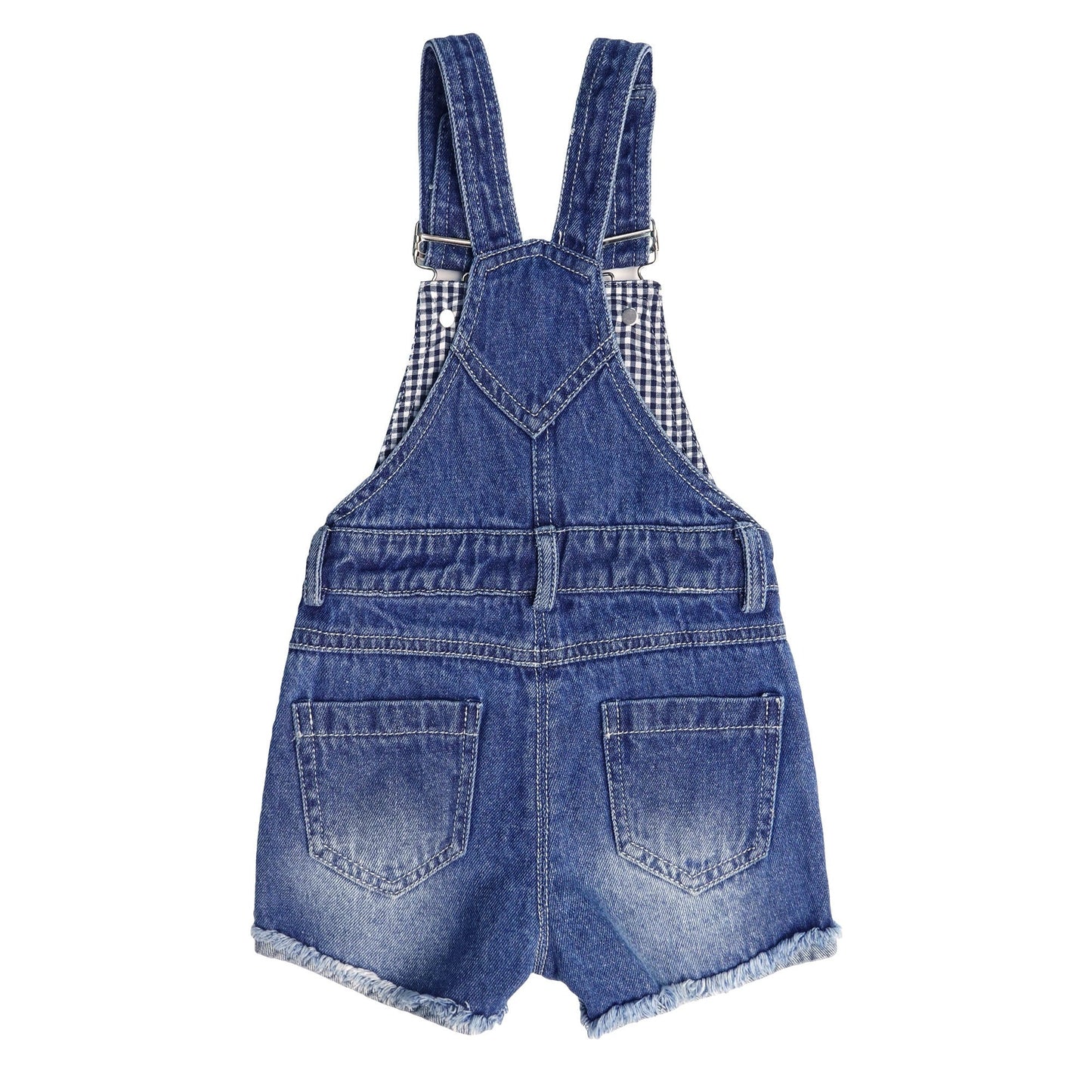 Baby Girls Denim Shortalls, Little Boys Ripped Raw Edge Hem Jeans Summer Shortalls