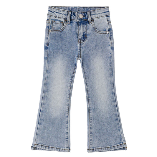 18M-6T Baby Little Girls Flared Slim Fit Jeans, Bell-Bottom Stretchy Denim Pants
