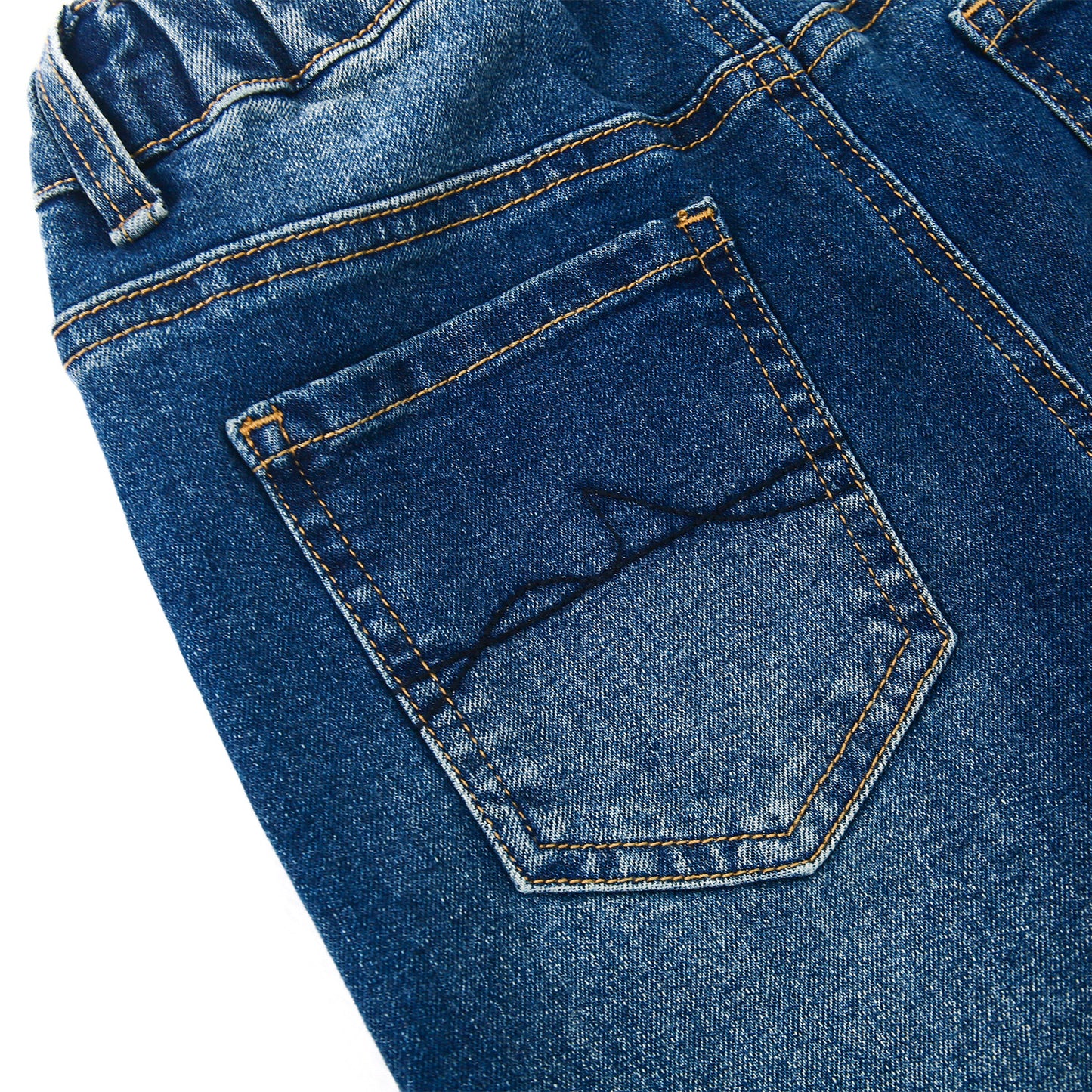 5-13T Girls Wide Leg Jeans, Ribbed Elastic Waist Pull on Denim Pants