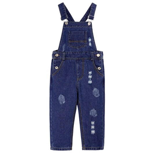 Boys Girls Jeans Overalls Baby Ripped Denim Workwear