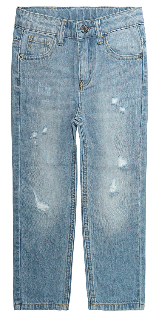 Little Boy Elastic Band Ripped Soft Summer Slim Jeans