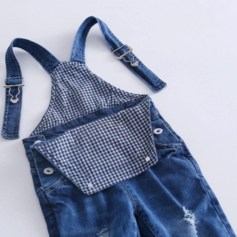 Kidscool Space Baby & Toddler Adjustable Ripped Fashion Jeans Overalls - Kidscool Space