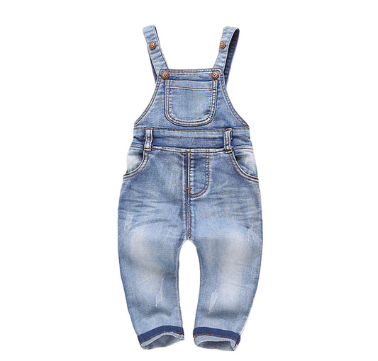 12M-4T Toddler Water Washed Ripped Soft Denim Overalls