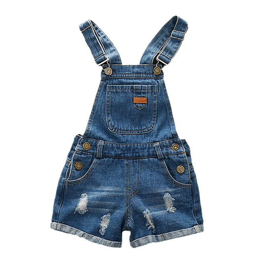 Girls Rompers Big Ripped Denim Shortalls