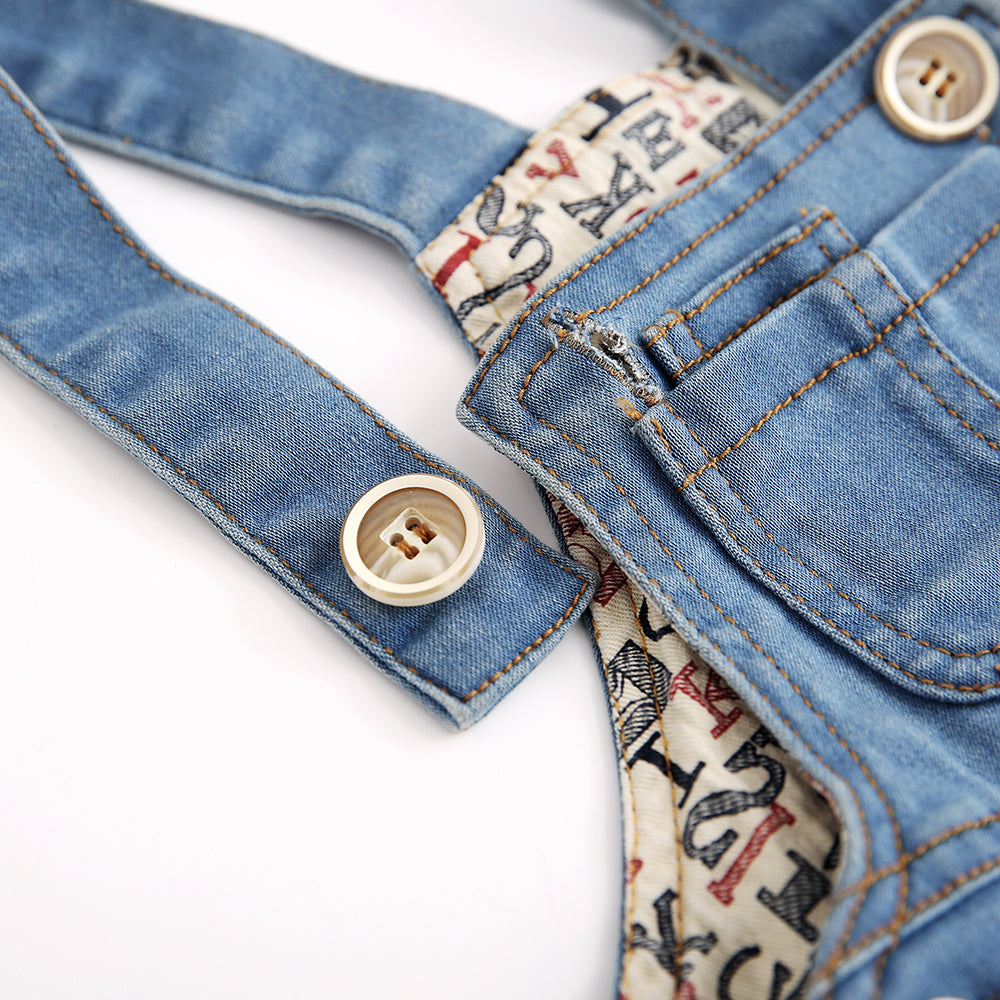 Boys Girls Blue Black Denim Skin-friendly Soft Overalls