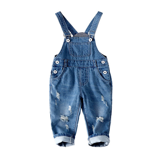 Baby Toddler Adjustable Ripped Cotton Denim Overalls