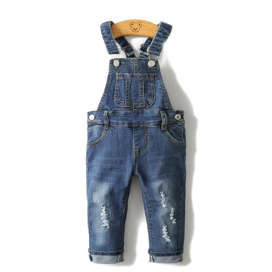 12M-8T Baby Jeans Overalls Cute Denim Ripped Overalls