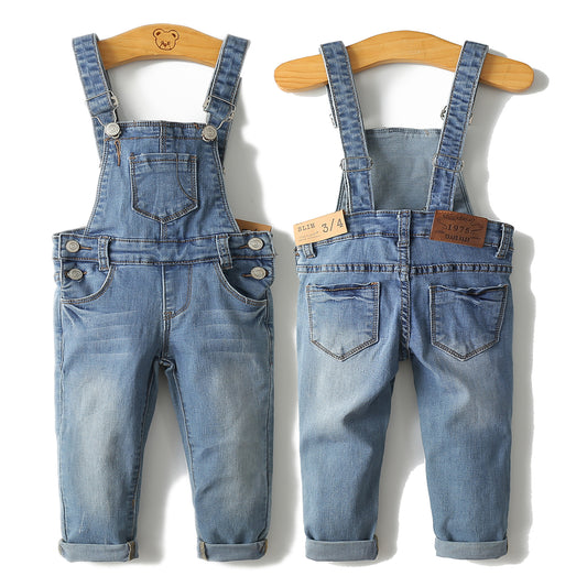 Pop Little Unisex Toddler Ripped Denim Cute Slim Jean Overalls