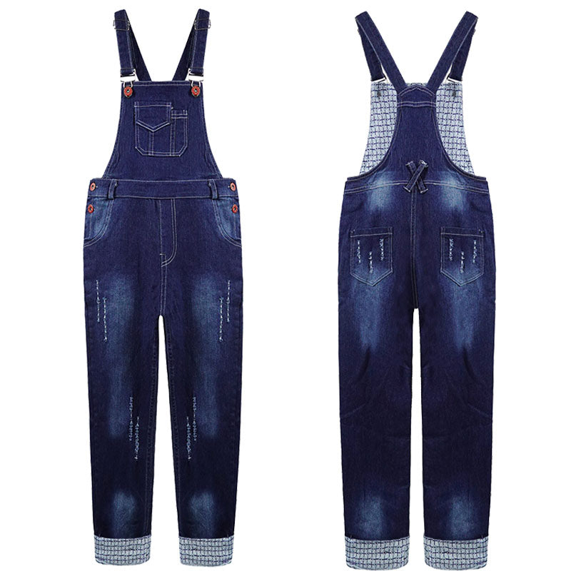 Big Pocket Ripped Adjustable Casual Denim Workwear"