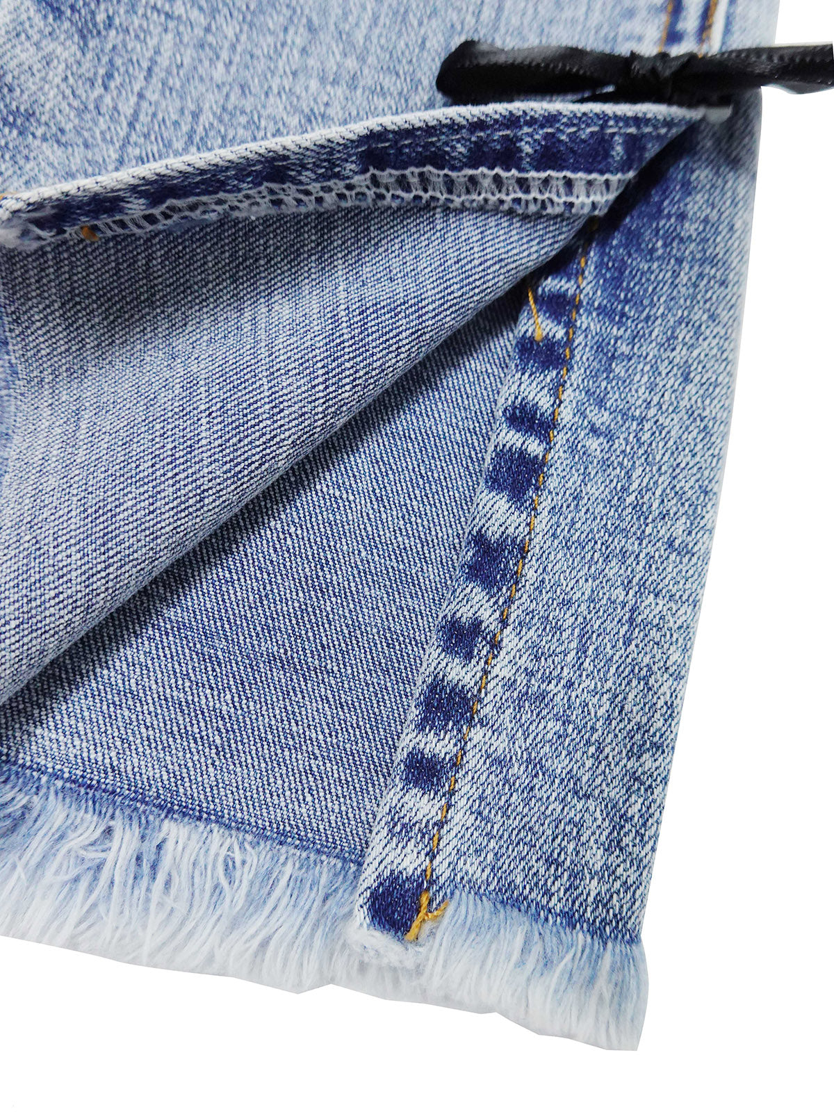 Girl Jeans,Raw Edge Ankle Hem Bowknot Decor Denim Pants
