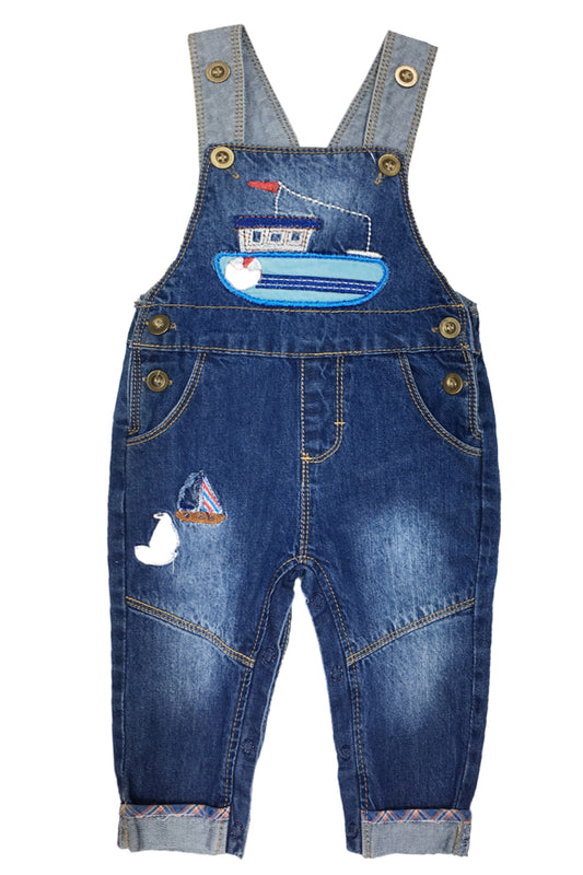 Toddler Baby Embroideried Cuffed Jeans Overalls