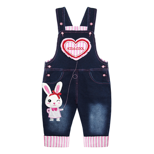 Toddler Baby Cartoon Bunny Stripe Liner Overalls