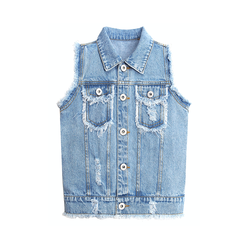 Washed Ripped Jean Vest Jacket Denim Vest Tops – Kidscool USA