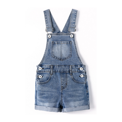 Little Big Girls Stretchy Denim Ripped Summer Shortalls