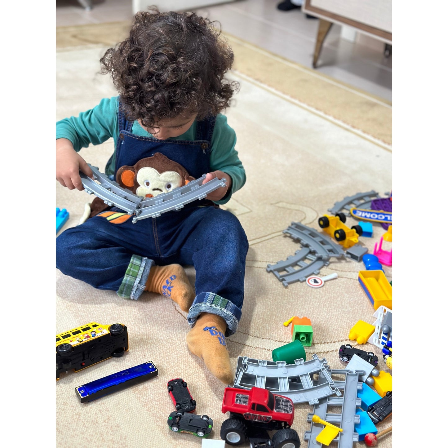 Baby Jeans Overalls Monkey 3D Cartoon Soft Knitted