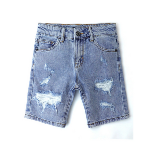 Baby Little Big Boys Denim Shorts,Elastic Waistband Inside Ripped Holes Jeans Summer Wear