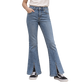 Girls Jeans, Big Little Kids Girl Elastic Waistband Inside High Stretch Denim Flared Pants