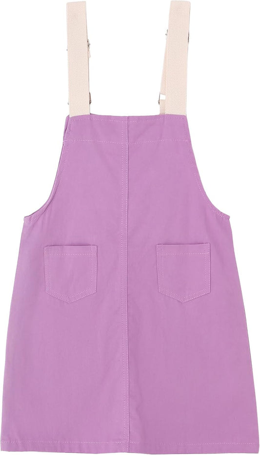 Girls Purple Bear Denim Overalls Dress main