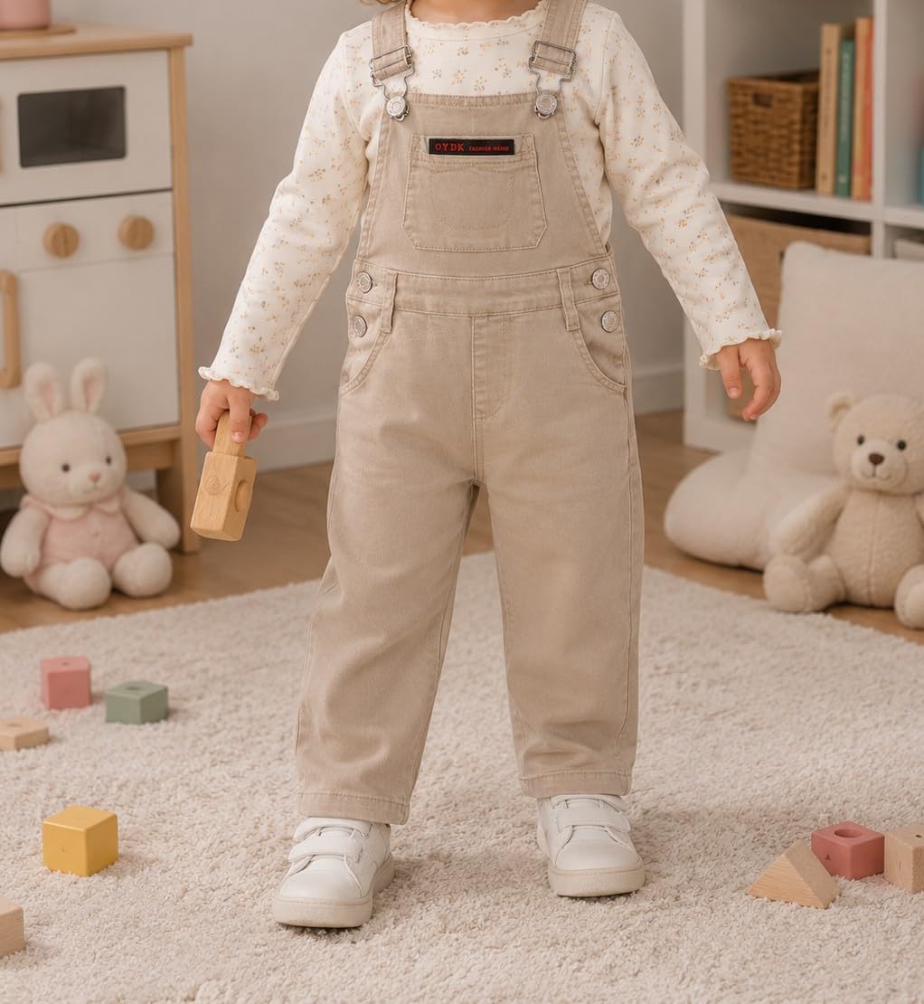 Girls Retro Red-Label Denim Overalls 2