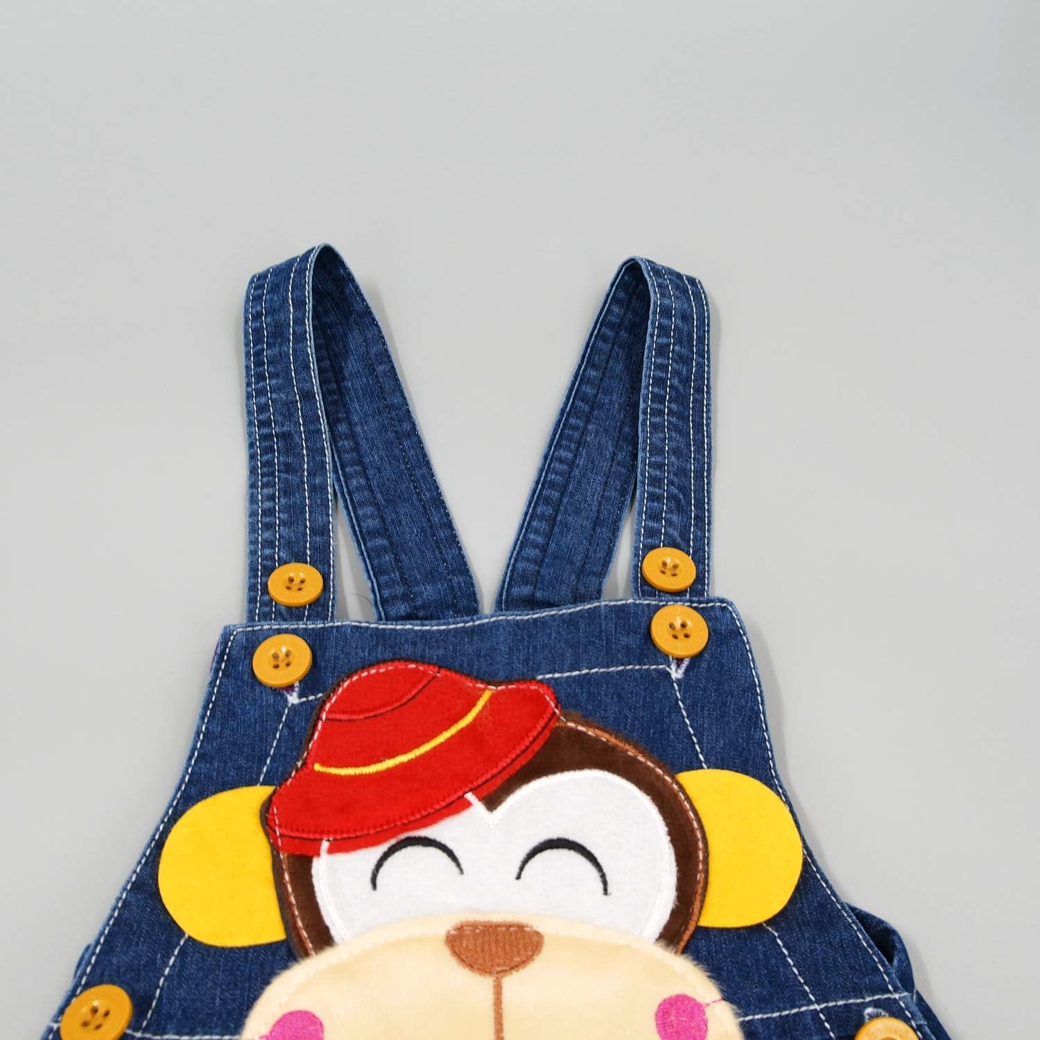 Cute Monkey Soft Baby Denim Shortalls
