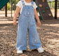 Girls Butterfly Embroidered Denim Overalls Big2825