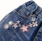 Girls Butterfly Grass Embroidered Slim Jeans Floral Pants