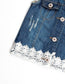 Girls Ripped Lace-Trim Denim Vest