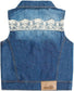 Girls Lace Round-Collar Denim Vest