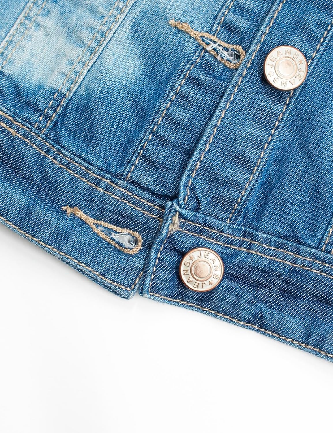 Girls Lace Round-Collar Denim Vest