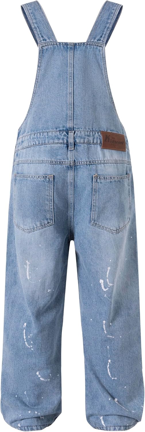 KIDSCOOL Boys Denim Overalls Baggy Paint Splatter Big2828