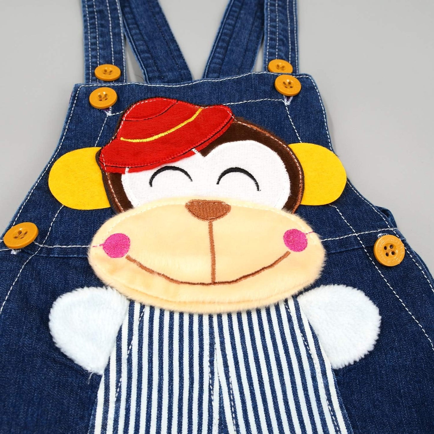 Cute Monkey Soft Baby Denim Shortalls