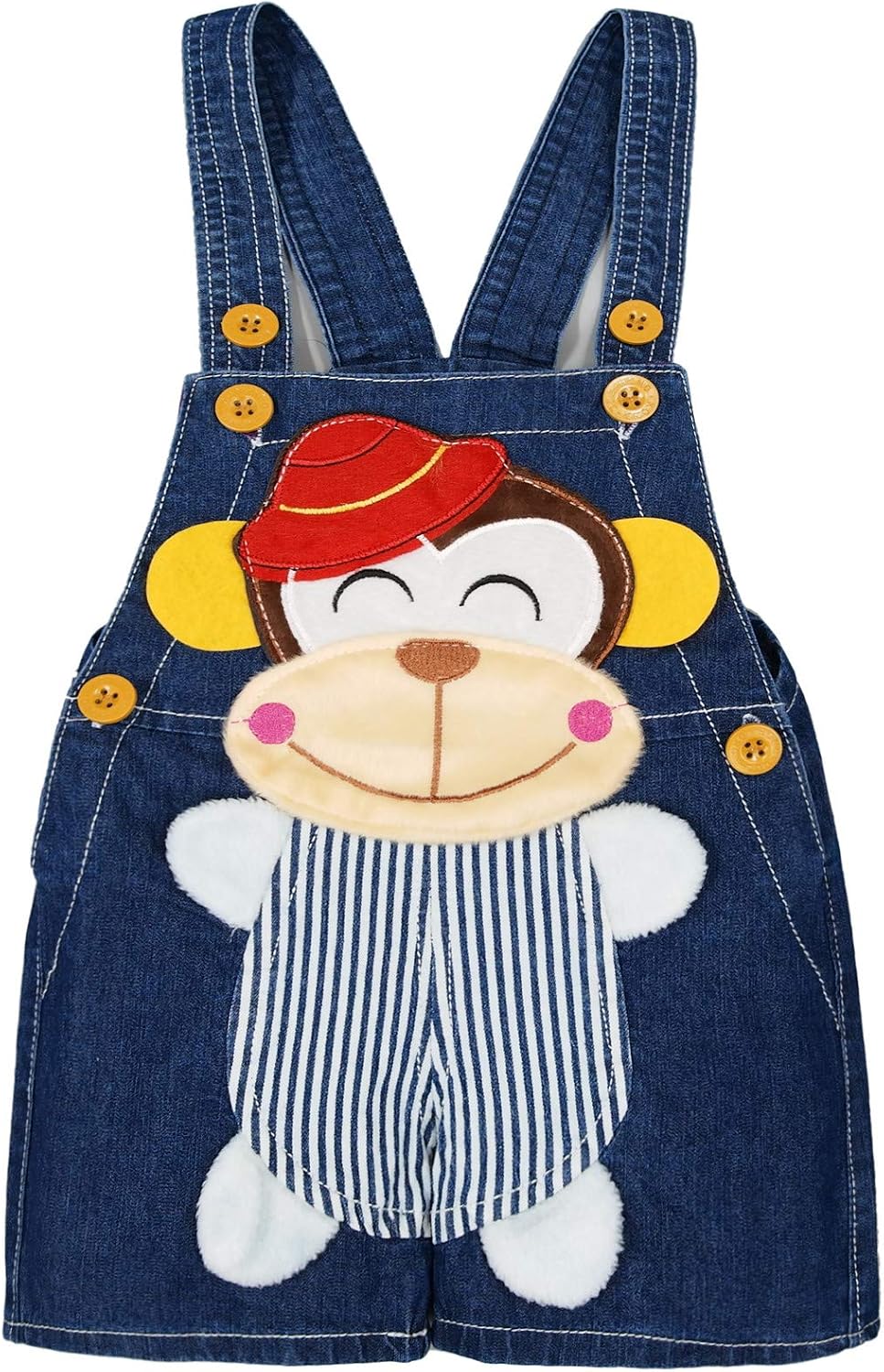 Cute Monkey Soft Baby Denim Shortalls
