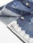 Girls Ripped Lace-Trim Denim Vest