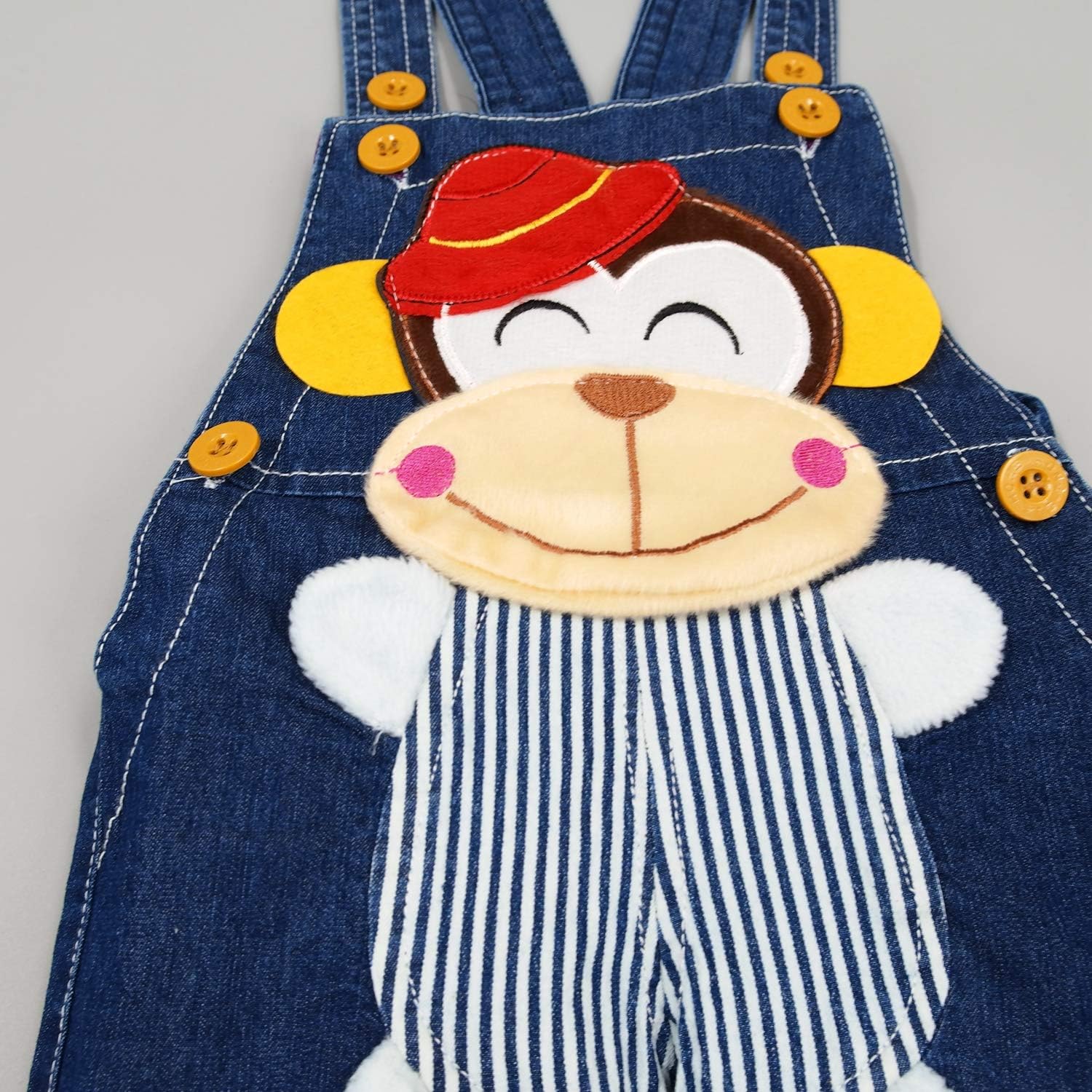 Cute Monkey Soft Baby Denim Shortalls
